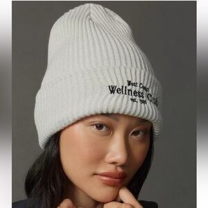 White Ribbed Beanie by